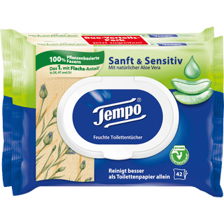 Tempo toilet-vådservietter Sanft & Sensitiv med naturlig Aloe Vera
