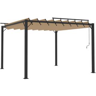pavillon med lameltag 3x3 m aluminium og stof antracitgrå