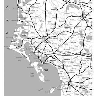 Danmarkskort til Nåle - Grey - Plakat -  Str: 100 x 100 Cm