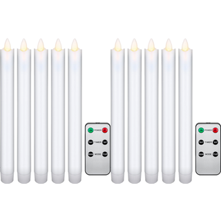 LED Kronelys Hvide med Fjernbetjening - 10 stk.