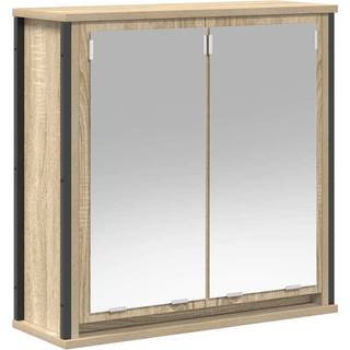 vægskab til badeværelse med spejl 60x21x60 cm sonoma-eg