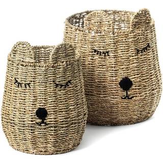 Olsen Home bamse børnekurve natur 2 stk. Ø21x28 cm