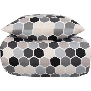 Sengetøj til dobbeltdyne 200x220 cm - Cube lysegråt sengesæt - In Style sengelinned i mikrofiber