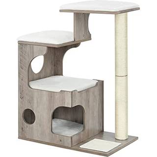 Feandrea PCT070G01 CAT Scratching Post 86 cm Medium størrelse katte ridsende stolpe med 3 liggende områder og hule, kattetræ lavet af MDF med træfiner