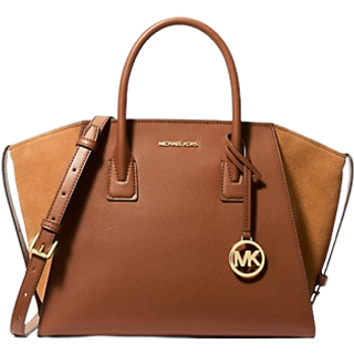 MK Avril Large Leather and Suede Satchel - Brown - Michael Kors - ONE SIZE
