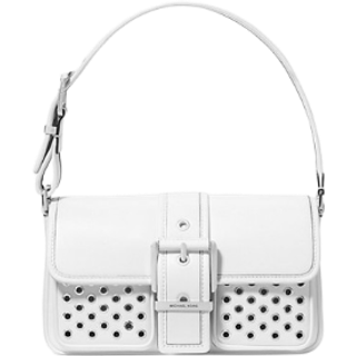 MK Colby Medium Grommeted Leather Shoulder Bag - White - Michael Kors - ONE SIZE