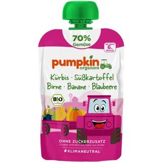 Pumpkin Organics Økologisk puré med græskar, sød kartoffel, pære, banan og blåbær 139.50 DKK/1 kg (8 x 100.0g)