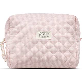 Karen Stor toilettaske i rosa-ternet småblomstret quilt