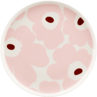Unikko tallerken 20 cm, hvid/rosa/brun