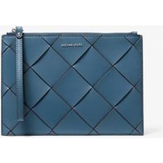 MK Jet Set Travel Extra-Large Woven Leather Wristlet - Blue - Michael Kors - ONE SIZE