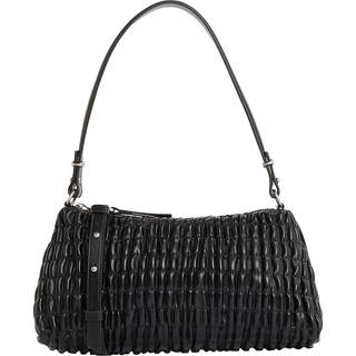 Ruched Shoulder Bag - Black - One Size