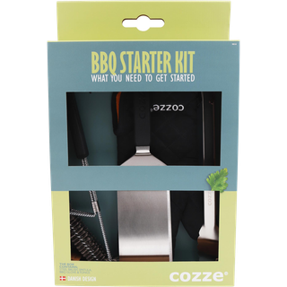 Cozze BBQ set 4 dele: Spartel, Tang, Grillbørste & Grillhandske ✓ På lager - klar til levering og afhentning