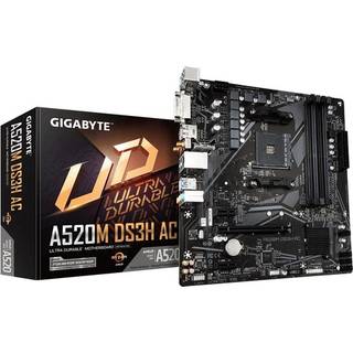 GIGABYTE A520M DS3H AC Motherboard - AMD Ryzen 5000 Series CPUs, 5+3 Phases VRM, up to 4733MHz DDR5 (OC), 1xPCIe 3.0 M.2, GbE LAN, WIFI 5, USB 3.2 Gen 1