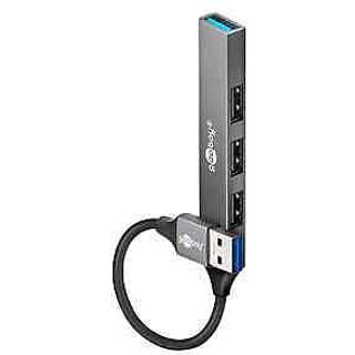 4-Port USB-A 3.2/2.0 Hub (4xUSB-A), aluminium, 0,1m