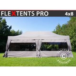 Foldetelt FleXtents Easy up pavillon PRO 4x8m Latte, inkl. 6 sider & pyntegardiner