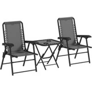 Outdoor Three-Piece Folding Table & Camping Chair Set - Dark Grey