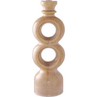 Lysestage - Lysestage, Keramik, Brun 10,7X9,5X30,5 Cm