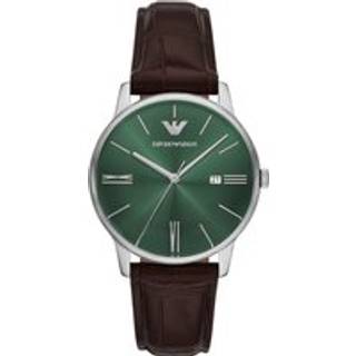 Emporio Armani Green Dial Brown Leather Strap Men's Watch AR11672