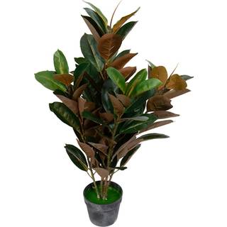 Kunstig plante - 90 cm høj - Fikus Elastica - Kunstig plante med rødlige blade