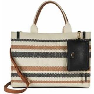 Dune London Dune London Brown Large Deltra Stripe Canvas Tote Bag