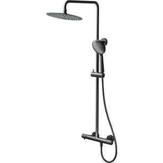 Houco Zen brusesæt inklusiv termostat, håndbruser og brusestang, gun metal