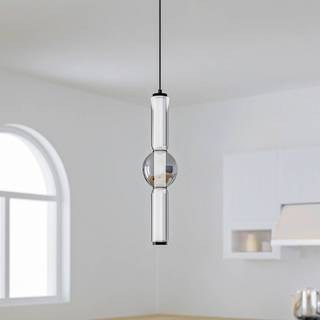 Lucande LED-hængelampe Savete, røggrå, glas, Ø 12 cm
