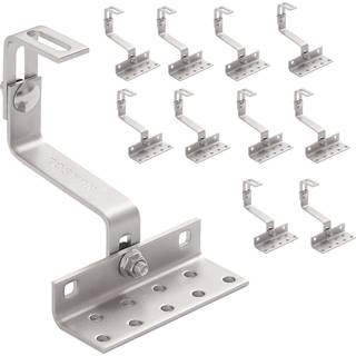 NuaSol - NuaFix 10 x tagkroge i rustfrit stål til solcelleanlæg Aluminiumsprofiler - dimensioner: 174 x 140 x 120-160 mm