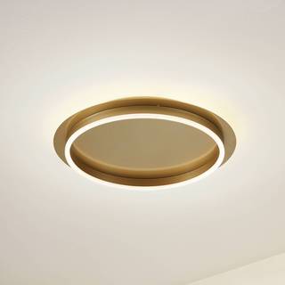 Lindby LED-loftlampe Kunis, guld, plast, Ø 46 cm