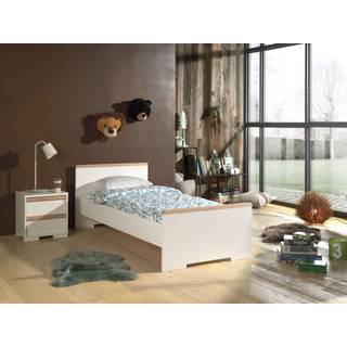 Børneseng med natbord 90 x 200 – London sæt, hvid