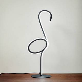 Lindby LED-bordlampe Pajaro, 49 cm, sort, aluminium, flamingo