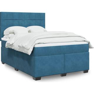 kontinentalseng med madras 140x200 cm fløjl blå