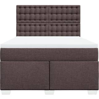 Kontinentalseng Med Madras Stof Mørkebrun - knapper / 140 x 200 cm