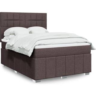 kontinentalseng med madras 140x200 cm stof mørkebrun