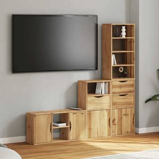 Tv-Skabe Med Opbevaring Odda Massivt Fyrretræ - Naturfarvet / 7 shelves 3 drawers
