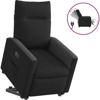 eldrevet lænestol med løftefunktion stof sort