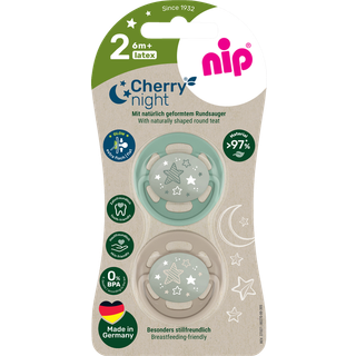 nip Cherry® Night Greenline sut str. 2 (fra 6+ måneder), blå/brun