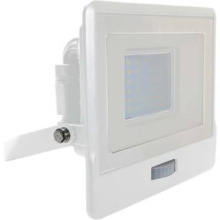 V-Tac 30W LED projektør med sensor, hvid - Samsung LED chip - Dæmpbar : Ikke dæmpbar, Farve på hus : Hvid, Kulør : Neutral