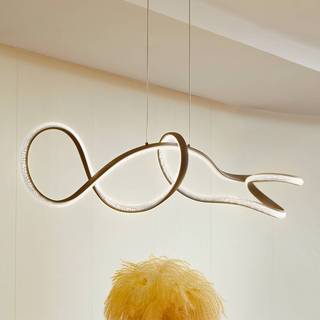 Lucande LED-hængelampe Rodado, sort, 110 cm, aluminium