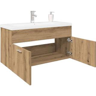 Vaskeskab med indbygget vask Håndværks eg Engineered Wood