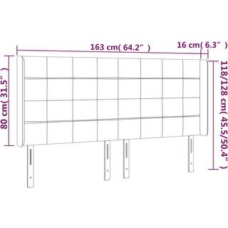 Sengegavl Med Led-Lys Stof - Mørkebrun / 163 x 16 x 118/128 cm