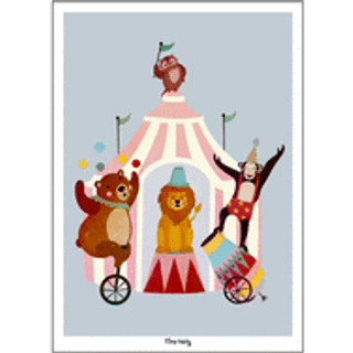 Poster & Frame Plakat  Lille Cirkus børneplakat lyseblå 50x70