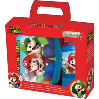Super Mario madkasse og drikkedunk - madkassesæt i 2 dele til børn - Super Mario og Luigi