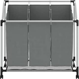 vasketøjskurv med hjul 3 rum grå