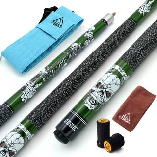 Cuesoul 57 tommer 20 oz 12 Maple Pool Cue Stick Kit- Rock World Stilfuld m?nster Cue Design i gr?n maling