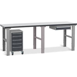 Filebænk model 4 med 1 skuffe og skuffesektion 2500x800mm