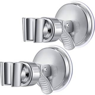 Brusebad Hold Holder Justerbar Suge Cup Brusehovedholder Universal Montering Bracket Plastic Abs med krom poleret til marmorglas Metal Keramik (2