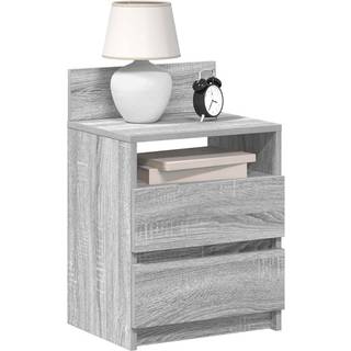 Sengebord Med 2 Skuffer 40X33X60 Cm Kunsteg - 2 / Grå sonoma-eg