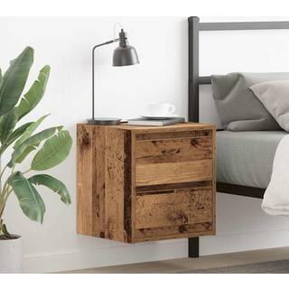 væghængte sengeborde 2 stk. 38x34x40 cm antikt træ