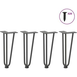 hårnåleben til sofabord 4 stk. antracit 30 cm massivt stål