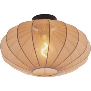 Japandi loftslampe brun med lampeskærm i stof - Bida